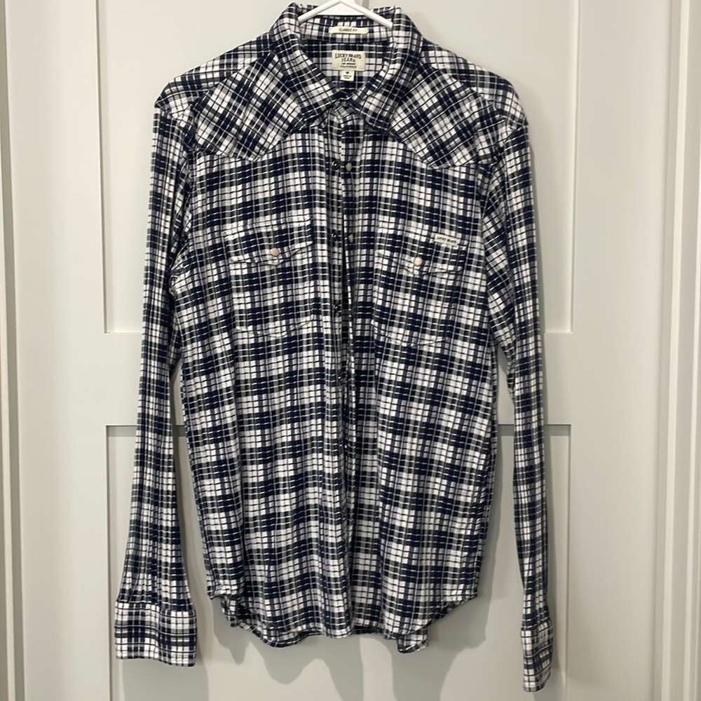 Lucky vintage / western long sleeve shirt with snap buttons (medium).